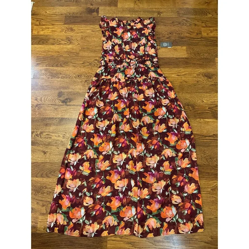 Vince Camuto Autumn Floral Chiffon Maxi Dress Size 12 NWT Wedding Guest Elegant - Picture 1 of 13
